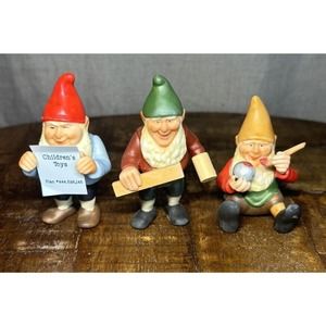 Hallmark Porcelain Christmas Toymaker Elves 1987 Collection Set of 3